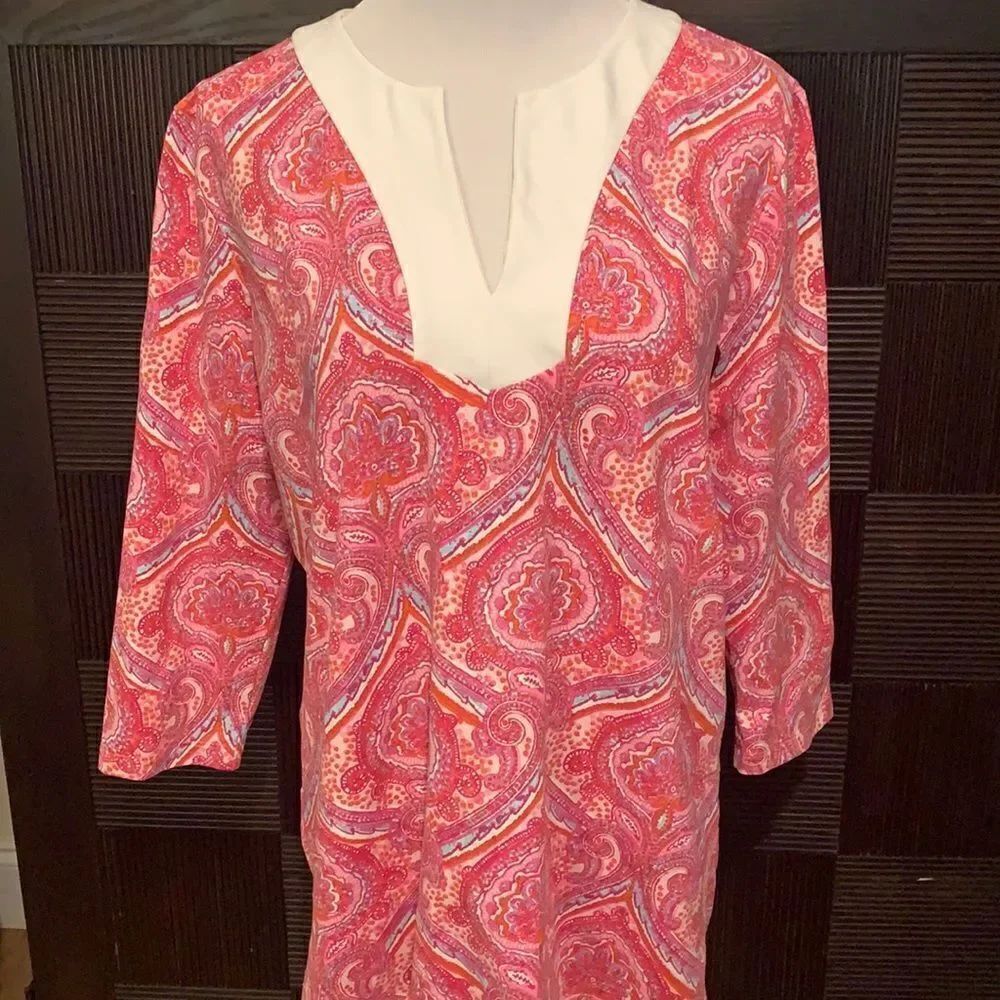 J. McLaughlin pink paisley tunic style top
